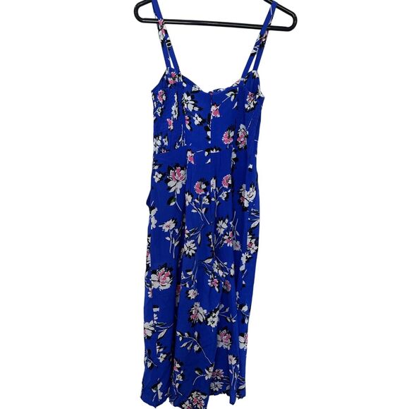 Yumi Kim Pretty Chic Silk Jumpsuit Wide Leg Navy Floral NWOT - Picture 2 of 10